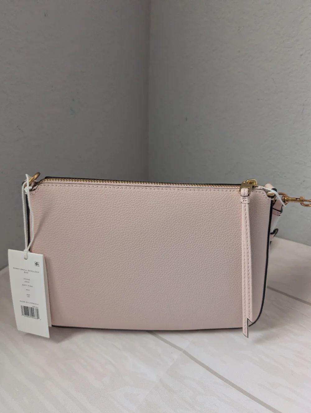 NWT AUTHENTIC TORY BURCH PERRY SMALL SHOULDER LEATHER SHOULDER BAG IN SOFT PINK - Picture 4 of 5